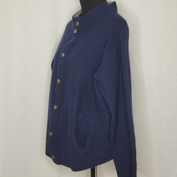 Peter Millar Men's Blue Wool Blend Waffle Knit Button Down Cardigan - Size XL - Picture 2 of 12